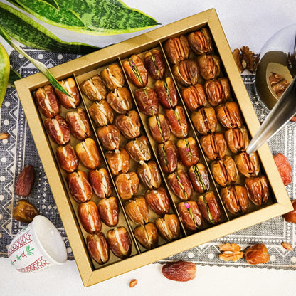 قطاف - تشكيلة التمور الفاخرة محشية بالمكسرات والزبدة | Qetaf - Selection of luxurious dates stuffed with nuts and butter